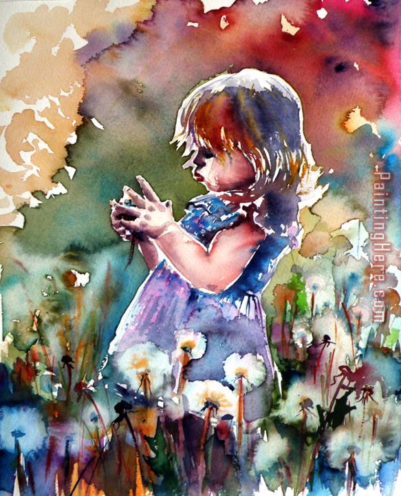 Girl with Dandelion painting - Unknown Artist Girl with Dandelion art painting